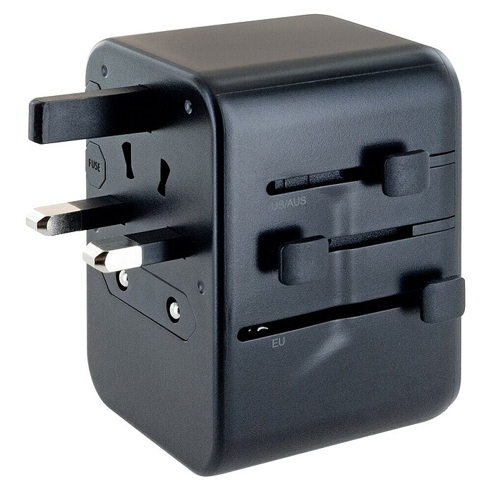 Schwaiger Reiseadapter All-in-One Weltreiseadapter (Schwarz) | BAUHAUS