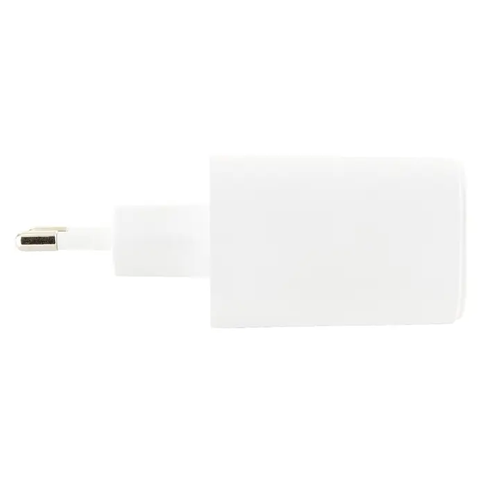 Schwaiger USB-Ladeadapter USB-A, USB-C - Weiß - Weißes USB-A-Netzteil mit metallischem Stecker.