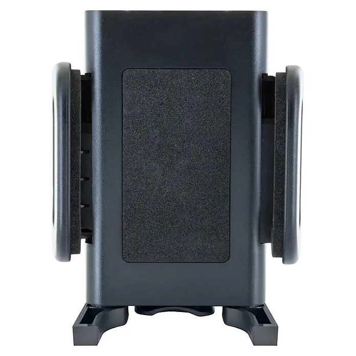 Schwaiger Handyhalter für die Windschutzscheibe - Schwarz - Schwarze Universal-Telefonhalterung mit strukturierter Rückseite und verstellbaren gepolsterten Greifern.
