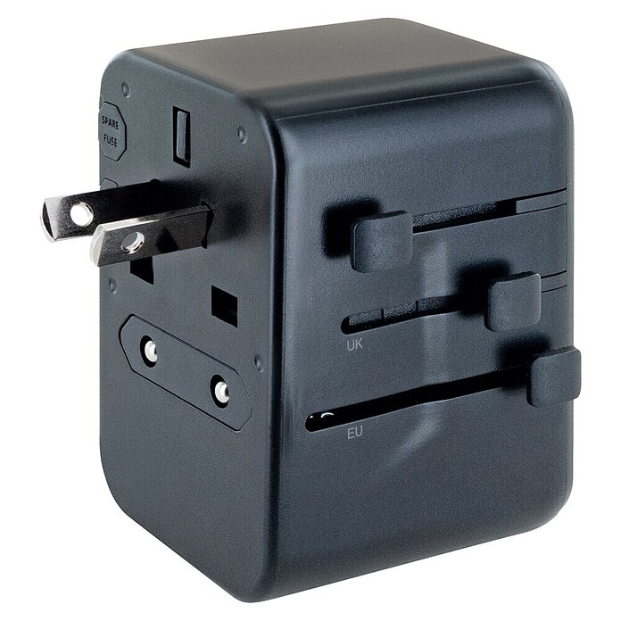 Schwaiger Reiseadapter All-in-One Weltreiseadapter (Schwarz) | BAUHAUS