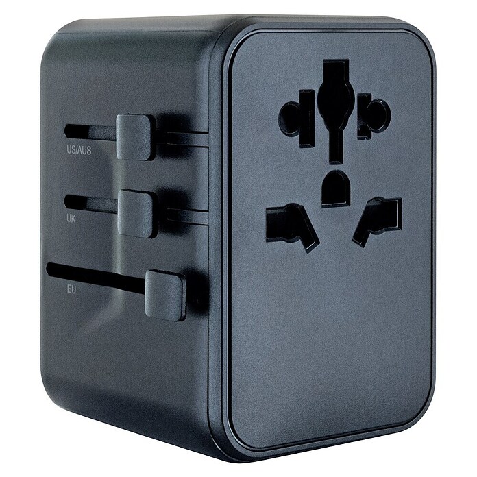 Schwaiger Reiseadapter All-in-One Weltreiseadapter (Schwarz) | BAUHAUS