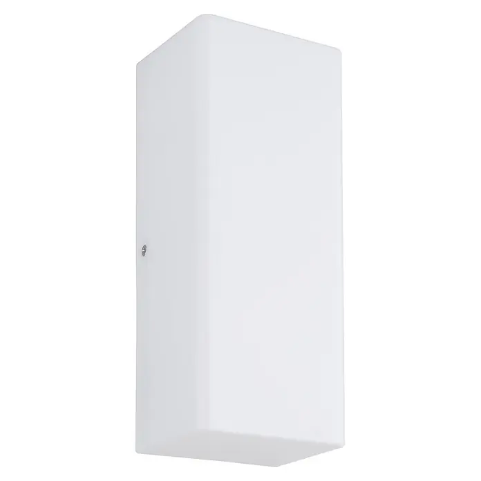 Globo LED-Außenwandleuchte Phelps - 15 W, IP44, B x H: 250 x 100 mm, Weiß, Matt - Weiße rechteckige Wandleuchte mit abgerundeten Kanten und einer sichtbaren Schraube an der Seite.