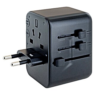 Schwaiger Reiseadapter All-in-One Weltreiseadapter (Schwarz)