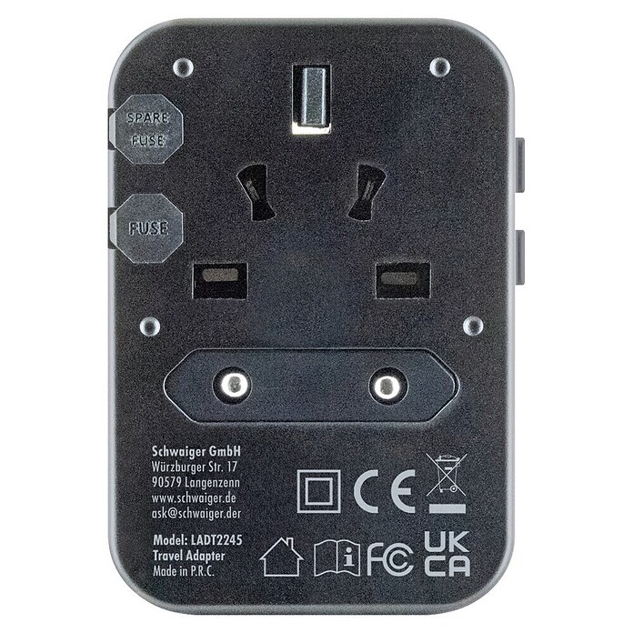 Schwaiger Reiseadapter All-in-One Weltreiseadapter (Schwarz) | BAUHAUS