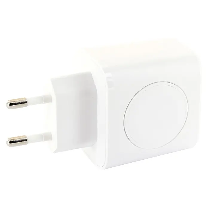 Schwaiger USB-Ladeadapter USB-A, USB-C - Weiß - Weißes zweipoliges Netzteil zum Laden von Geräten.