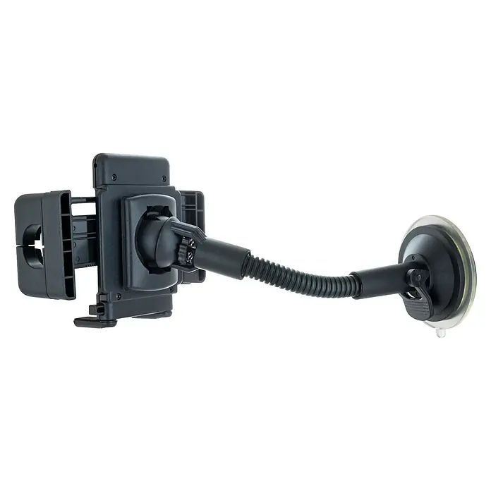 Schwaiger Handyhalter mit flexiblem Schwanenhals & Saugnapf - Schwarz - Schwarzer verstellbarer Handyhalter für Autos mit flexiblem Arm und Saugnapf.