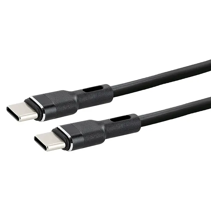 Schwaiger USB-Ladekabel USB-C - Schwarz, Länge: 1,5 m - Zwei schwarze USB-C Lade- und Datenkabel mit silbernen Anschlüssen.