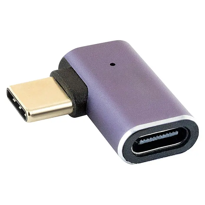 Schwaiger USB-Adapter USB-C Winkeladapter - Lila - Violetter, L-förmiger USB-C-Adapter mit einem Stecker und einer Buchse.