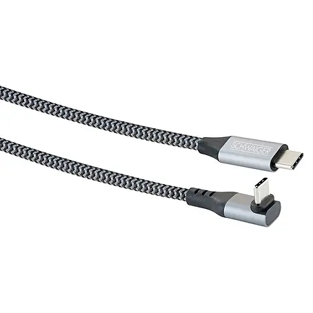 Schwaiger  USB-Ladekabel 60W USB-C auf USB-C mit horizontalem Winkelstecker