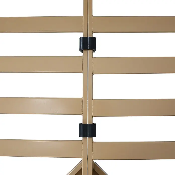 SVITA Loungemöbel-Set QUEENS - 5 -tlg., Stahl, Beige - Beiges Metall-Bettgestell mit horizontalen Latten und schwarzen Plastikverbindern an einer Mittelstütze.