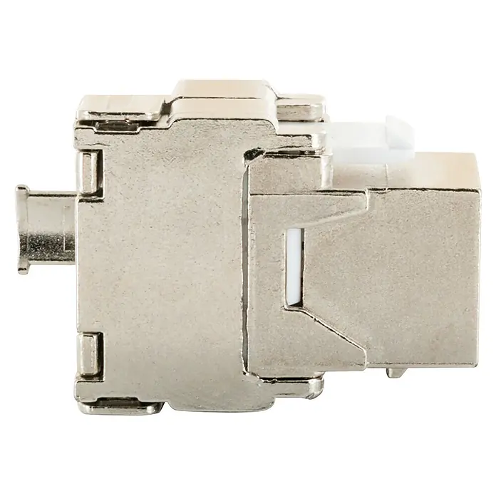 Schwaiger Netzwerk-Stecker CAT 6A Keystone Modul - Silber - Metallischer Keystone-Jack für RJ45-Netzwerkverbindungen.