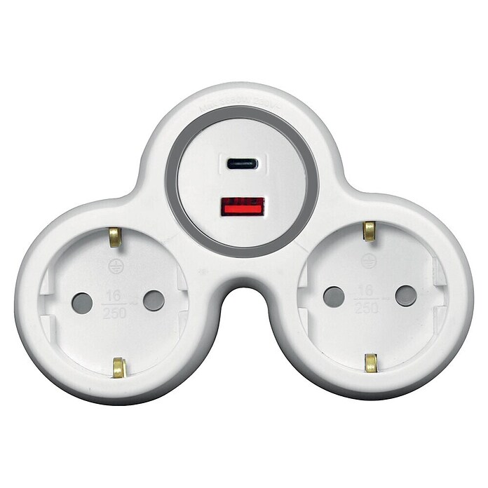 Commel Razdelilec  (Bela, Število vtičnic Schuko: 2 kos, 2 USB priključka) | 3330 - Stecker innen | CBGA - Stecker/Kupplungen | CBG - Stecker, Kupplungen Lampenfassungen | CB - Elektroinstallation | C - Elektro | BAUHAUS