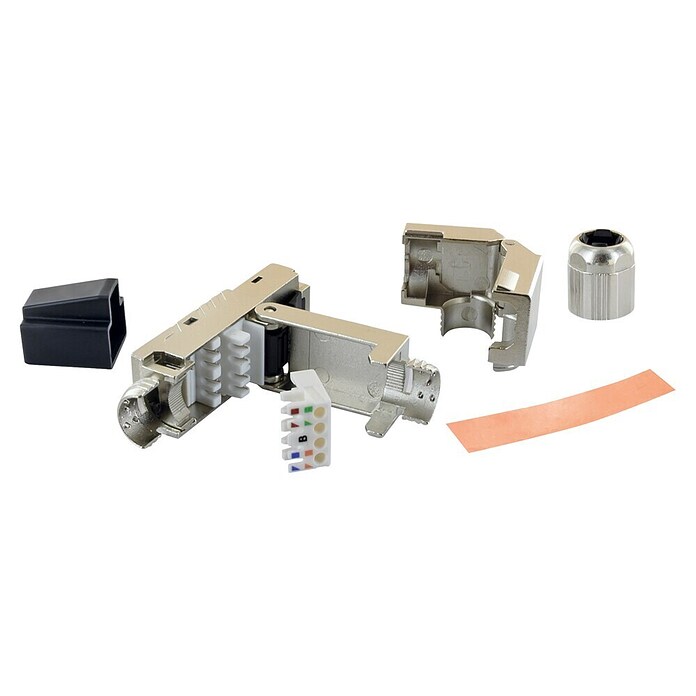 Schwaiger Netzwerk-Stecker CAT 8.1 RJ45 gewinkelt aus Metall (Silber) | BAUHAUS