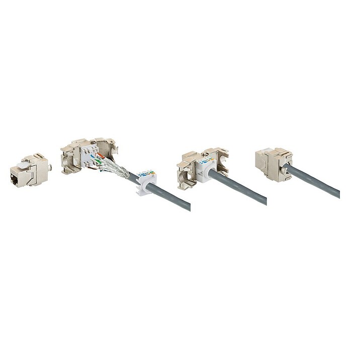 Schwaiger Netzwerk-Stecker CAT 6A Keystone Modul (Silber) | BAUHAUS