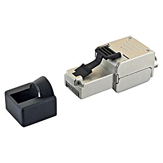 Schwaiger Netzwerk-Stecker Mini CAT 6A RJ45 aus Metall (Silber)