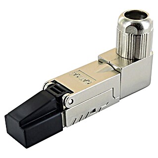 Schwaiger Netzwerk-Stecker CAT 6A RJ45 gewinkelt aus Metall (Silber)