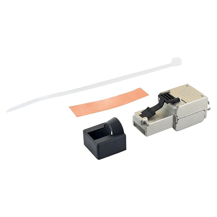 Schwaiger Netzwerk-Stecker Mini CAT 6A RJ45 aus Metall (Silber) | BAUHAUS