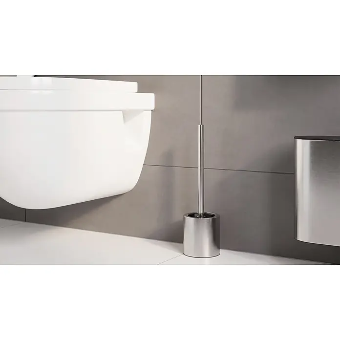 Camargue Paris WC-Bürstengarnitur - Edelstahl, Edelstahl - Toilettenbürstengarnitur aus Edelstahl und passender Abfalleimer.