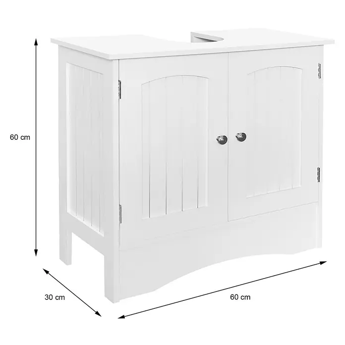 ML-Design Badmöbel-Set Waschbeckenunterschrank 60x30x60 cm Weiß mit 2 Türen - Weiß - Weißer Holz-Waschbeckenunterschrank mit zwei Türen und Waschtisch-Ausschnitt, 60x30x60 cm.