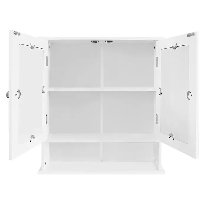 ML-Design Badmöbel-Set Spiegelschrank 56x58x13 cm Weiß mit 2 Türen - Weiß - Weißer Wandschrank mit zwei offenen Türen und drei Innenböden.
