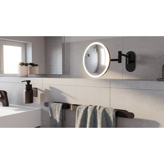Camargue Antwerpen Kosmetikspiegel (Durchmesser: 17,8 cm, Rund, Schwarz) | BAUHAUS