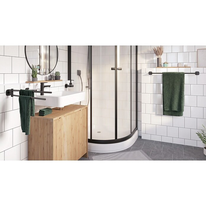 Venus Badetuchhalter (Breite: 66,6 cm, Schwarz, Matt) | BAUHAUS