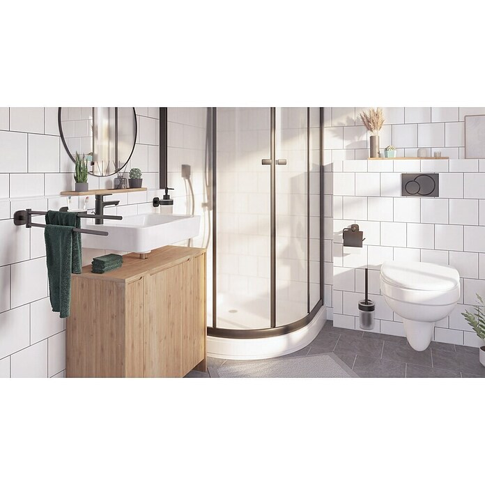 Venus Toilettenpapierhalter Prag (Schwarz, Matt, Mit Deckel) | BAUHAUS