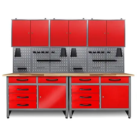 Werkstatt Set Werner 240 cm 3 Schränke Rot