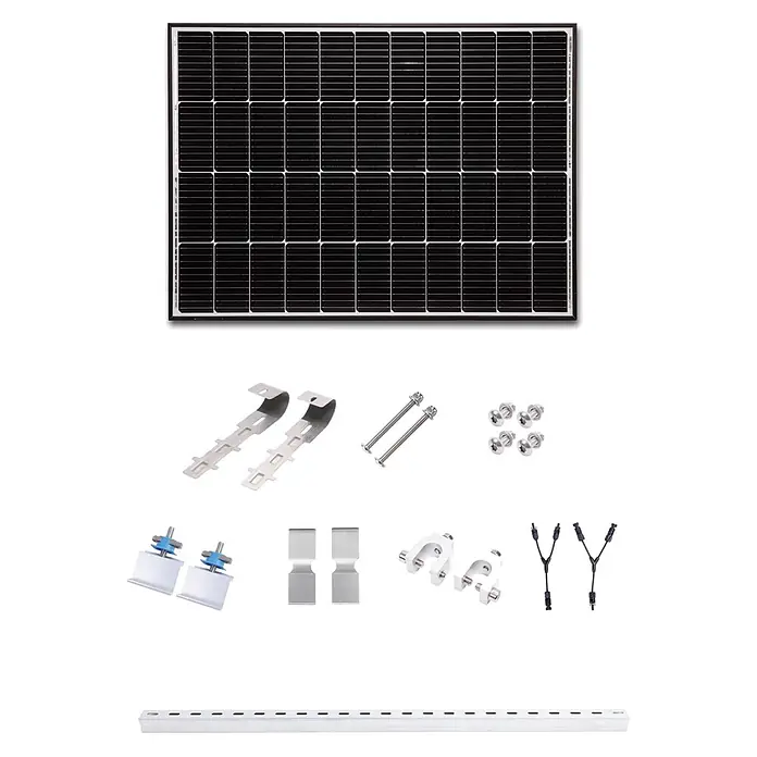 Yard Force Solarmodul-Set Erweiterungsmodul LX SP170W-EU - 0% MwSt. gem. § 12 Abs. 3 UStG - Nennleistung: 170 W, L x B x H: 3,5 x 107 x 77,5 cm, 1 Stk. - Schwarzes Solarpanel und silbernes Montagematerial für die Installation.