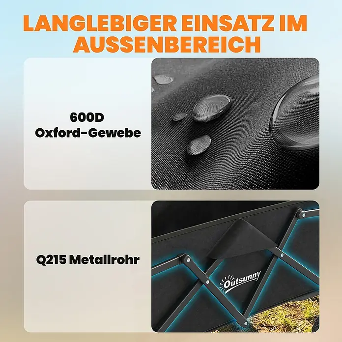 Outsunny Bollerwagen - L x B x H: 85 x 50 x 99 cm, Traglast: 80 kg, Metall - Langlebiges Outdoor-Produkt aus wasserabweisendem 600D Oxford-Gewebe und robustem Q215 Metallrohrrahmen mit Faltmechanismus.