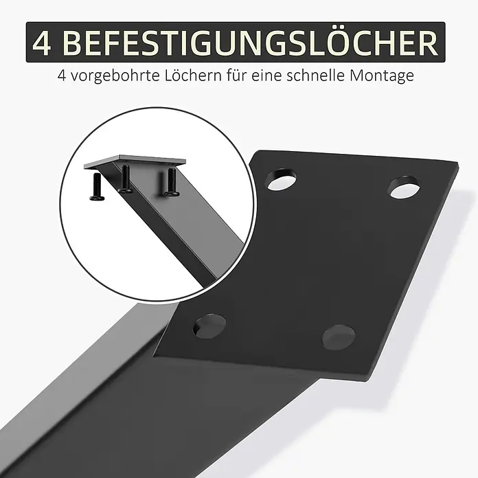 Homcom Tischgestell - Breitenverstellung: 4 cm, Höhenverstellung: 72 cm, Traglast: 40 kg, Stahl - Schwarzes Metall-Möbelbein/-Halterung mit 4 vorgebohrten Löchern für schnelle Montage.