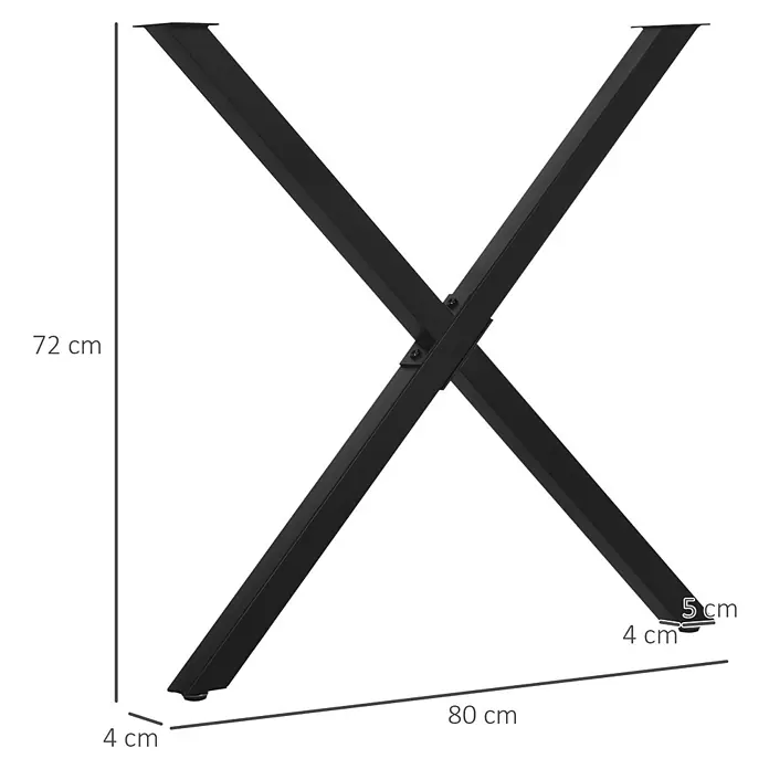 Homcom Tischgestell - Breitenverstellung: 4 cm, Höhenverstellung: 72 cm, Traglast: 40 kg, Stahl - Schwarzes X-förmiges Tischbein aus Metall für Tische oder Schreibtische.