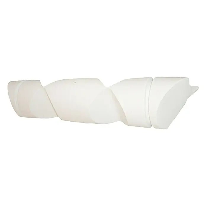 Talamex Winkelstegfender - Ø x L: 19 x 100 cm, Weiß, Rund, PVC - Nahaufnahme eines spiralförmigen, schneckenförmigen Rührwerks, das für effizientes Mischen und Fördern von Materialien konzipiert ist.