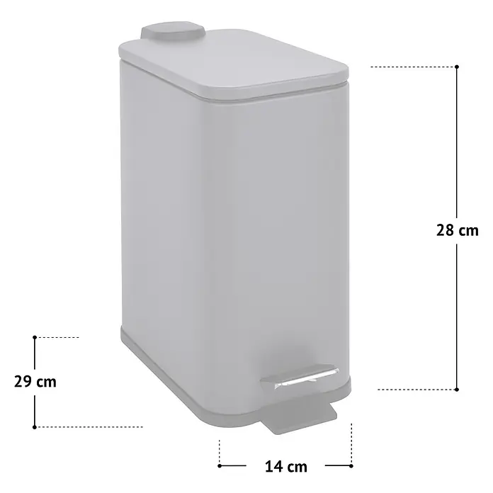 SVITA Treteimer ST5 - 5 l, Metall, Beige - Grauer rechteckiger Treteimer.