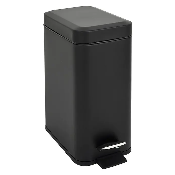 SVITA Treteimer STM5 - 5 l, Metall, Schwarz - Schwarzer rechteckiger Treteimer mit Deckel und Fußpedal.