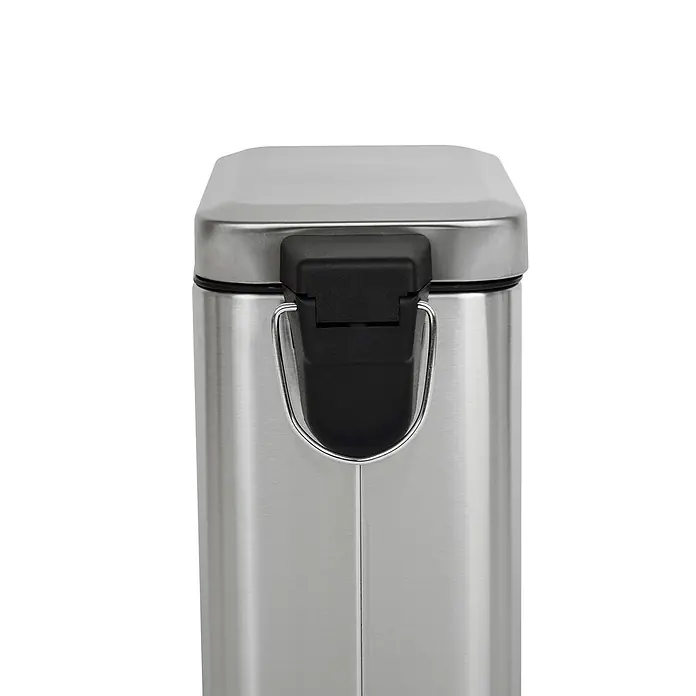 SVITA Treteimer STM5 - 5 l, Metall, Silber - Edelstahlbehälter mit schwarzem Deckel und frontseitigem Griff zum Öffnen.