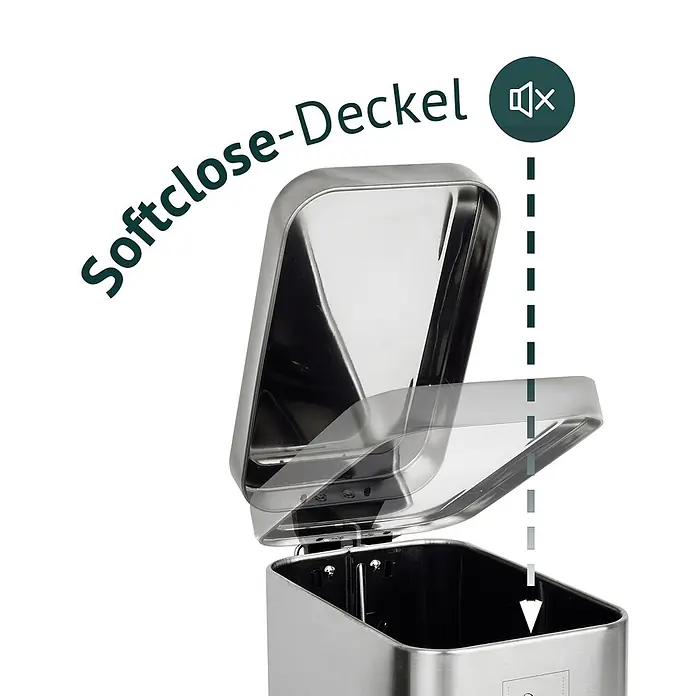 SVITA Treteimer STM5 - 5 l, Metall, Silber - Edelstahl-Mülleimer mit Softclose-Deckel, der geräuschlos schließt.