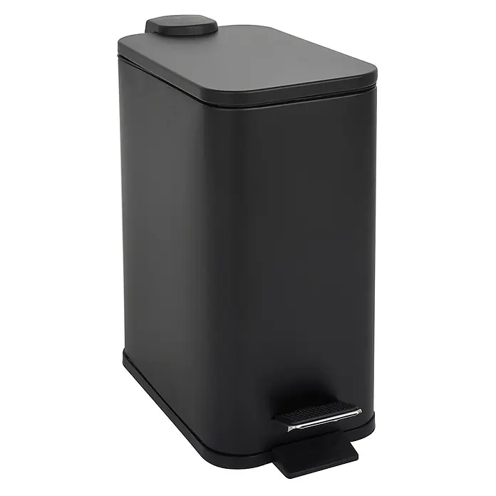 SVITA Treteimer ST5 - 5 l, Metall, Schwarz - Mattschwarzer rechteckiger Treteimer mit Fußpedal zum Öffnen des Deckels.