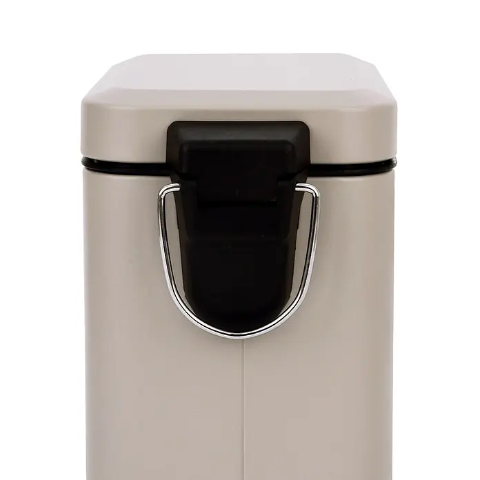 SVITA Treteimer STM5 - 5 l, Metall, Beige - Hellgrauer Vorratsbehälter mit schwarzem Verschluss und Chromgriff.