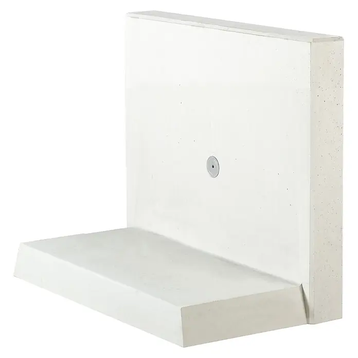 Diephaus L-Stein - 80 cm, 100 cm, Stärke: 12 cm, Grau - Weißes L-förmiges Betonstützwandelement mit sichtbarer Abdeckkappe.