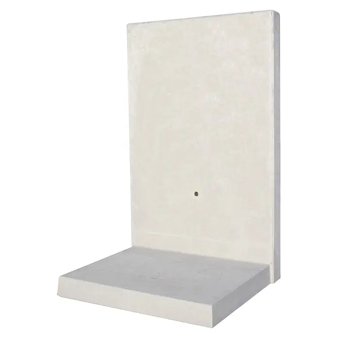 Diephaus L-Stein - 155 cm, 100 cm, Stärke: 12 cm, Grau - Hellgraues L-förmiges Betonstützmauerelement mit glatter Oberfläche.