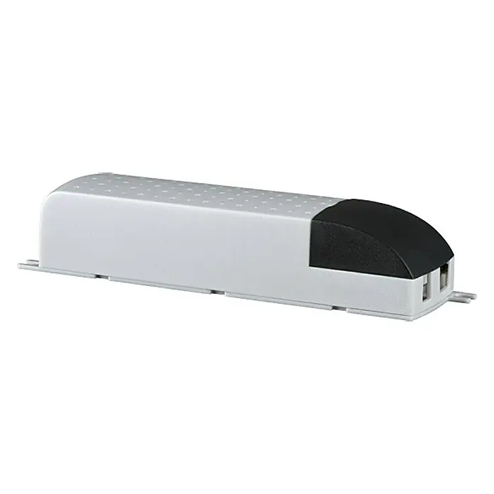 Paulmann Transformator Mipro - 105 VA, 230 V - Weiße Jalousiesteuerung mit schwarzer Abdeckung und seitlichen Anschlüssen. Kompaktes Design für einfache Integration in bestehende Systeme.