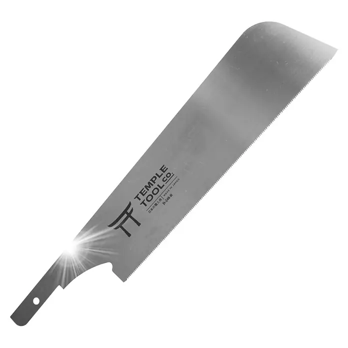 Temple Tool Sägeblatt Dozuki Rip Cut - Blattlänge: 240 mm - Silbernes japanisches Zugsägeblatt mit "Temple Tool Co.", "Made in Japan" und Produktcode D-240-R.