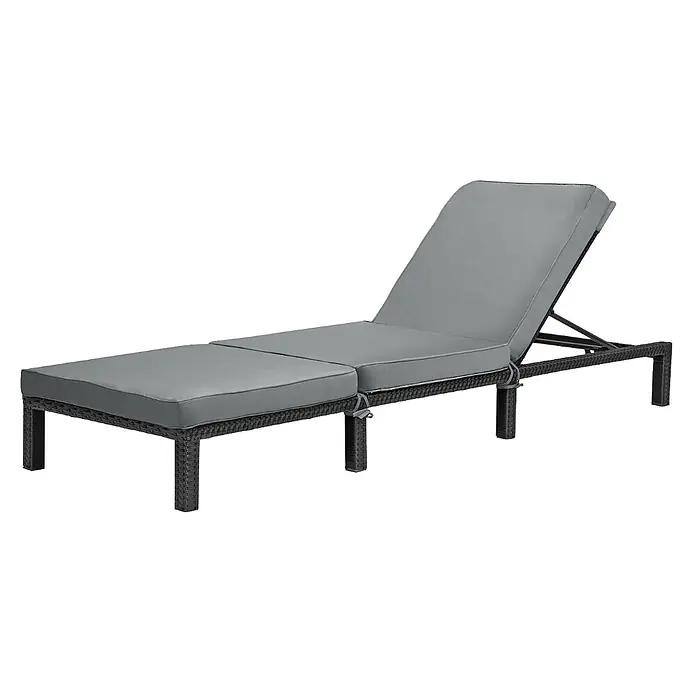 SVITA Gartenliegen-Set - B x T: 66 x 196 cm, Schwarz, Metall, Rückenlehne verstellbar - Verstellbare graue Outdoor-Liege mit dunklem Korpus in Rattan-Optik.
