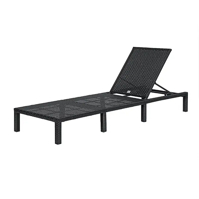 SVITA Gartenliegen-Set - B x T: 66 x 196 cm, Schwarz, Metall, Rückenlehne verstellbar - Schwarze Rattan-Chaiselongue mit verstellbarer Rückenlehne.