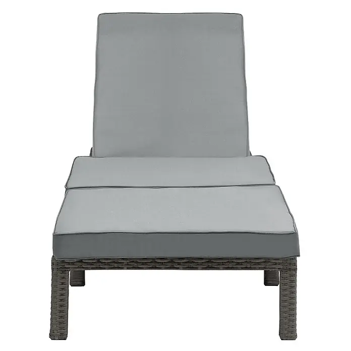 SVITA Gartenliegen-Set - B x T: 66 x 196 cm, Grau, Metall, Rückenlehne verstellbar - Graue Outdoor-Rattanliege mit dicken grauen Kissen.