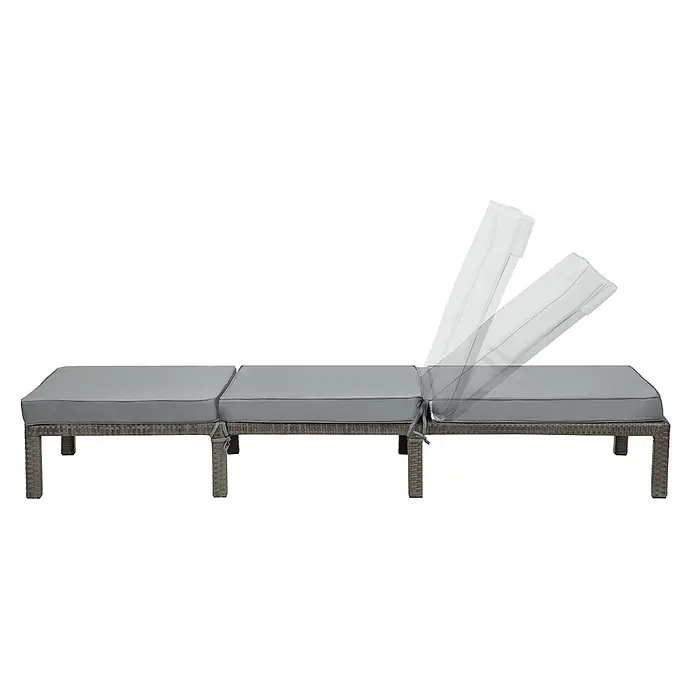 SVITA Gartenliegen-Set - B x T: 66 x 196 cm, Grau, Metall, Rückenlehne verstellbar - Modulare Outdoor-Chaiselongue mit grauen Kissen und braunem Geflechtuntergestell. Der rechte Teil hat eine verstellbare Rückenlehne.