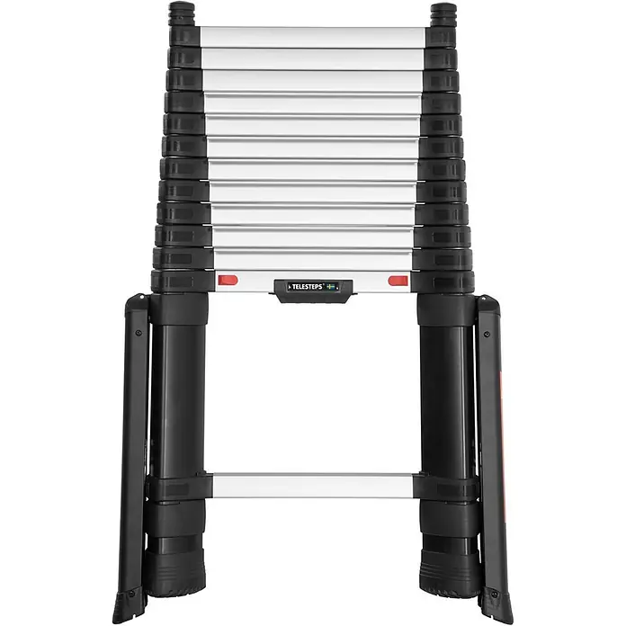 Iller Leiter Teleskopleiter Prime Line Teleskopleiter 4,9m – Profi Anlegeleiter aus Aluminium - Anzahl Tritte: 13 Stk., Arbeitshöhe: 5.300 m, Aluminium - Kompakte, zusammengeklappte Teleskopleiter in Silber und Schwarz.