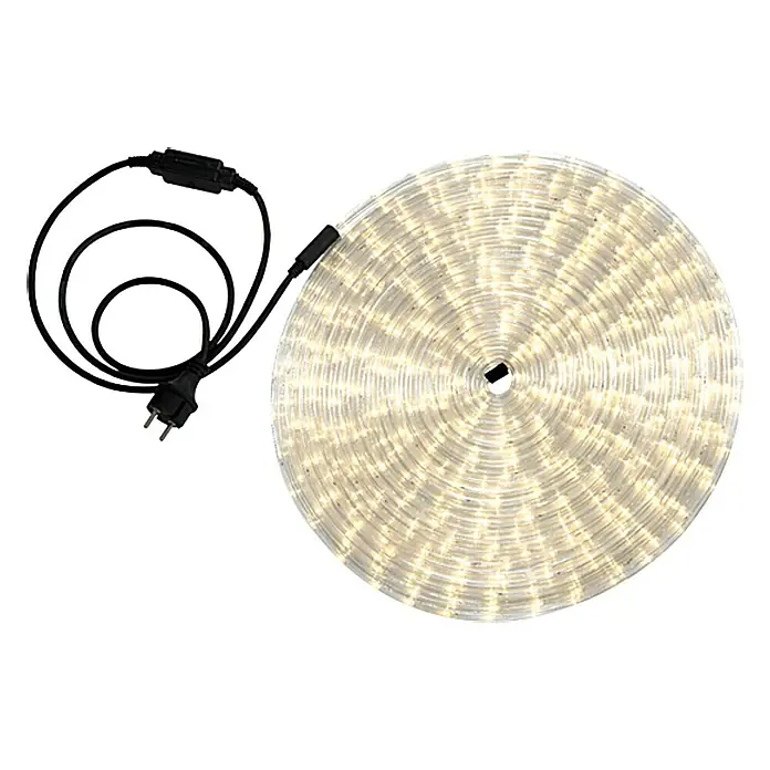 Globo LED-Lichtschlauch - Länge: 18 m, Lichtfarbe: Warmweiß, 25,92 W, 864 lm - LED-Lichterkette aufgerollt mit Netzstecker, perfekt für festliche Dekorationen. Das Lichtband sorgt für eine warme, festliche Atmosphäre.