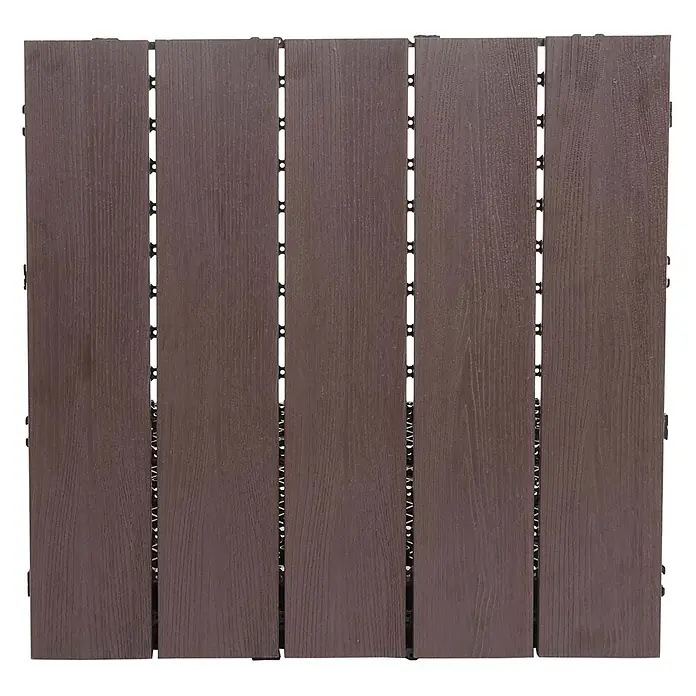 Berlinlodge WPC-Fliese - Braun, 4 Stk. - Dunkelbraune WPC-Klickfliese mit Holzmaserung für den einfachen Aufbau von Terrassenböden.